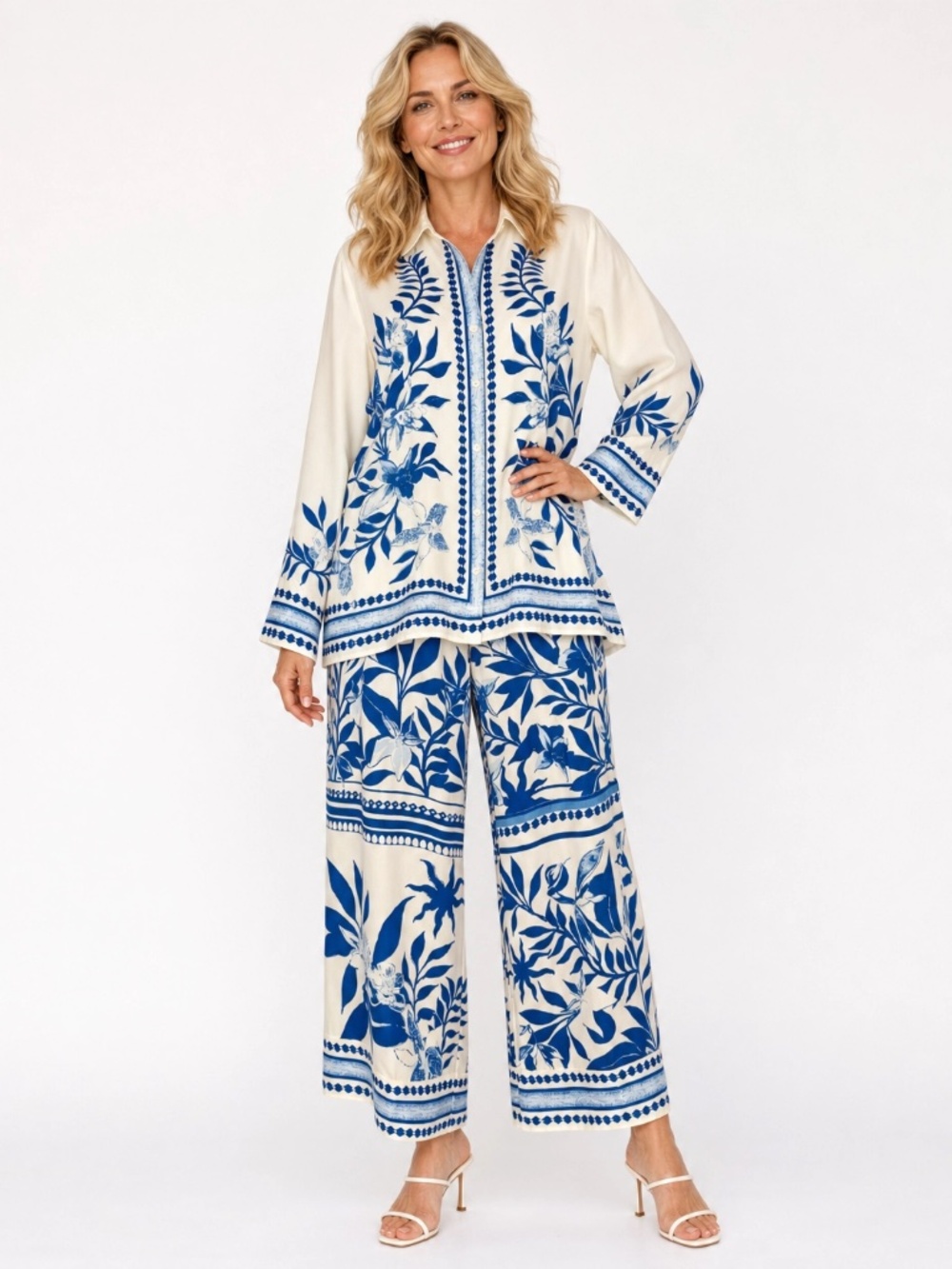 I.N.C. International Matching Blue White Floral 2-Piece set Size L NWOT/NWT